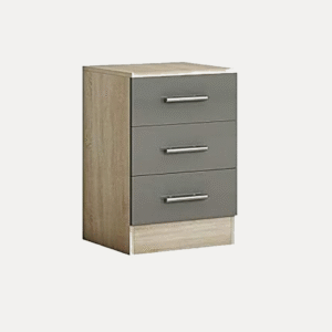 Grey Gloss Three Piece Bedroom Bedside - Image 1