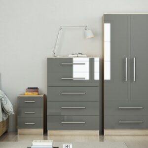 High Gloss Grey Trio Bedroom Set - Image 2