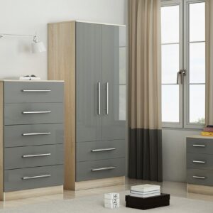 High Gloss Grey Trio Bedroom Set - Image 10