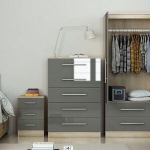 High Gloss Grey Trio Bedroom Set - Image 3