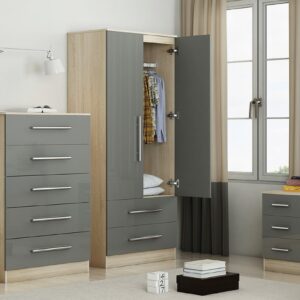 High Gloss Grey Trio Bedroom Set - Image 5