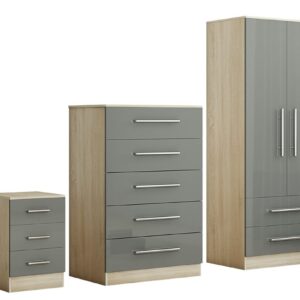 High Gloss Grey Trio Bedroom Set - Image 6