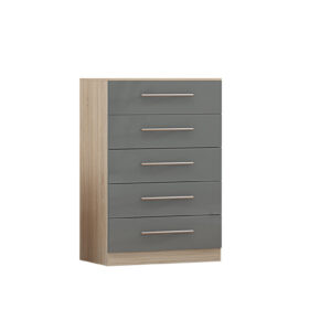 High Gloss Grey, 6 Door Wardrobe + Double Dresser + Chest + 2 Bedsides - Image 10