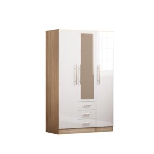 Combi 3 door 3 drawers wardrobe White - Image 1