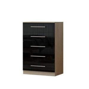 Black Three Piece Bedroom Furniture Set - Chest of Drawers Only - Image 4