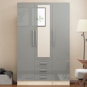 Combi 3 door 3 drawers wardrobe  Grey - Image 6