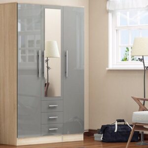 Combi 3 door 3 drawers wardrobe  Grey - Image 1