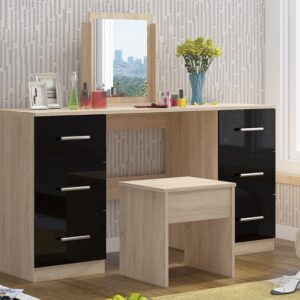 Black High Gloss Double Dressing Table - Image 4