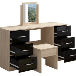 Black High Gloss Double Dressing Table - Image 3