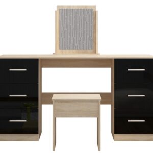 Black High Gloss Double Dressing Table - Image 2