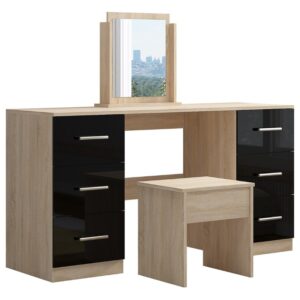 Black High Gloss Double Dressing Table - Image 6