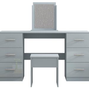 Full Grey High Gloss Double Dressing Table - Image 6