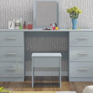 Full Grey High Gloss Double Dressing Table - Image 5