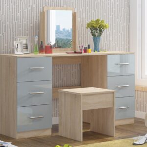 Grey High Gloss Double Dressing Table - Image 5