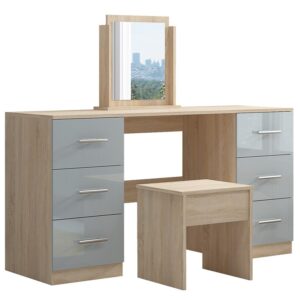 Grey High Gloss Double Dressing Table - Image 4