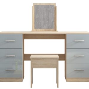 Grey High Gloss Double Dressing Table - Image 3