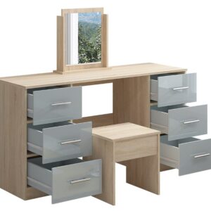 Grey High Gloss Double Dressing Table - Image 2