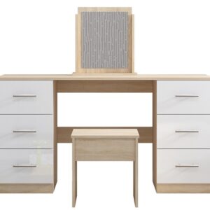 White High Gloss Double Dressing Table - Image 3