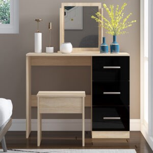 High Gloss Single Dressing Table Black - Image 3