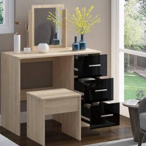 High Gloss Single Dressing Table Black - Image 6
