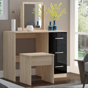 High Gloss Single Dressing Table Black - Image 7