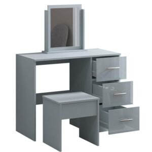 Full Grey High Gloss Single Dressing Table - Image 4