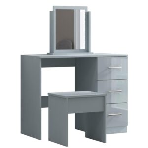 Full Grey High Gloss Single Dressing Table - Image 3