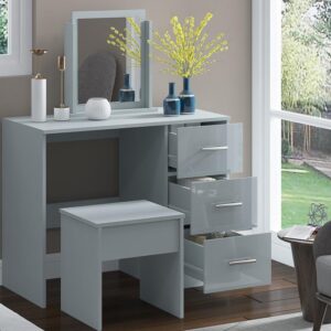 Full Grey High Gloss Single Dressing Table - Image 2