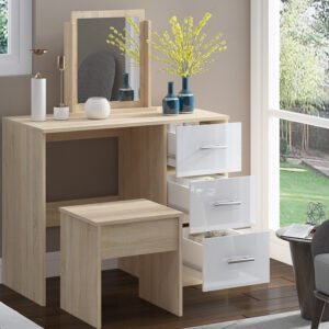 White High Gloss Single Dressing Table - Image 2