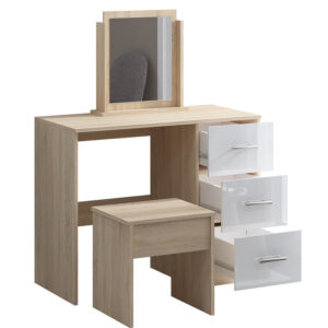 White High Gloss Single Dressing Table - Image 4