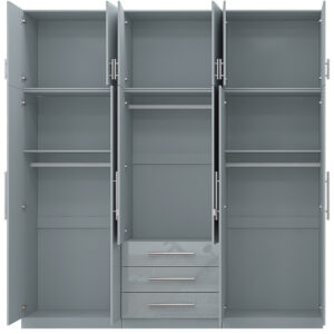 High Gloss Topbox 6 Door Mirrored Fitment Wardrobe + Chest Of Drawers + 2 x Bedsides - Image 6