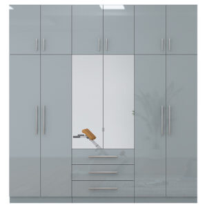 High Gloss Topbox 6 Door Mirrored Fitment Wardrobe + Chest Of Drawers + 2 x Bedsides - Image 5
