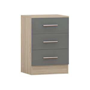 High Gloss Topbox 6 Door Dark Grey Mirrored Fitment Wardrobe + Double Dresser + Chest + 2 Bedsides - Image 12