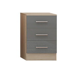 High Gloss Topbox 6 Door Dark Grey Mirrored Fitment Wardrobe + Double Dresser + Chest + 2 Bedsides - Image 9