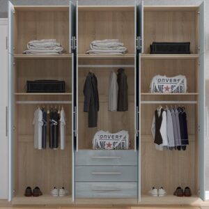 High Gloss Topbox 6 Door Mirrored Fitment Wardrobe Grey - Image 3