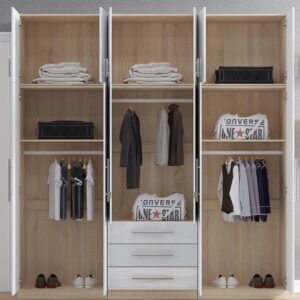 High Gloss Topbox 6 Door Mirrored Fitment Wardrobe White - Image 3