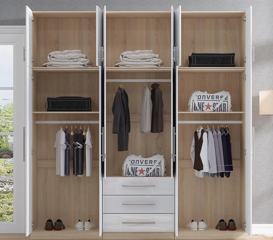 Top Box High In High Gloss White Topbox 6 Door Wardrobe | Free UK-wide Delivery