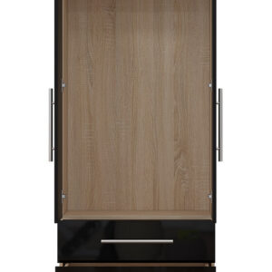 Black 2 Doors + 2 Draws High Gloss Wardrobe - Image 3