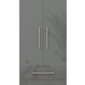 Full Grey 2 Doors + 2 Draws High Gloss Wardrobe - Image 2