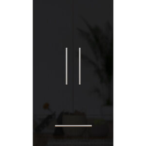 Black 2 Doors + 2 Draws High Gloss Wardrobe - Image 2