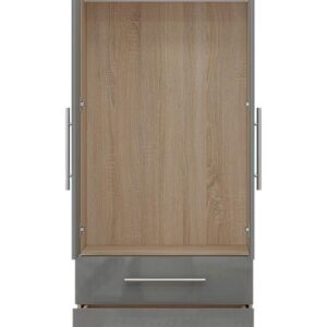 Grey 2 Doors + 2 Draws High Gloss Wardrobe - Image 3
