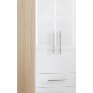 White 2 Doors + 2 Draws High Gloss Wardrobe - Image 3