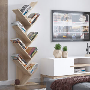 Wooden 8 Tier Zig Zag Bookshelf - Image 2