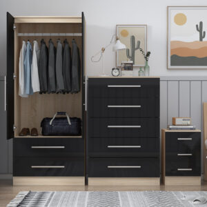 High Gloss Black Trio Bedroom Set - Image 1