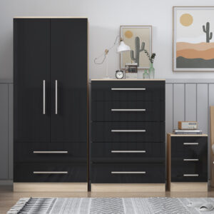 High Gloss Black Trio Bedroom Set - Image 12