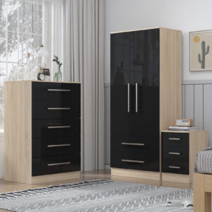 High Gloss Black Trio Bedroom Set - Image 14