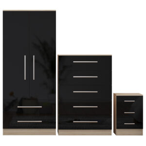 High Gloss Black Trio Bedroom Set - Image 3