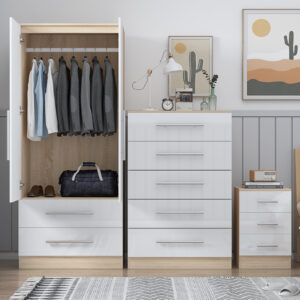 High Gloss White Trio Bedroom Set - Image 2