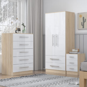 High Gloss White Trio Bedroom Set - Image 1