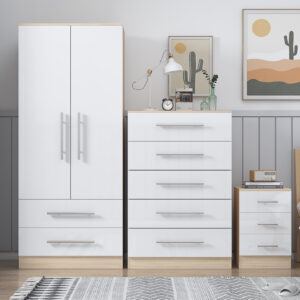 High Gloss White Trio Bedroom Set - Image 3
